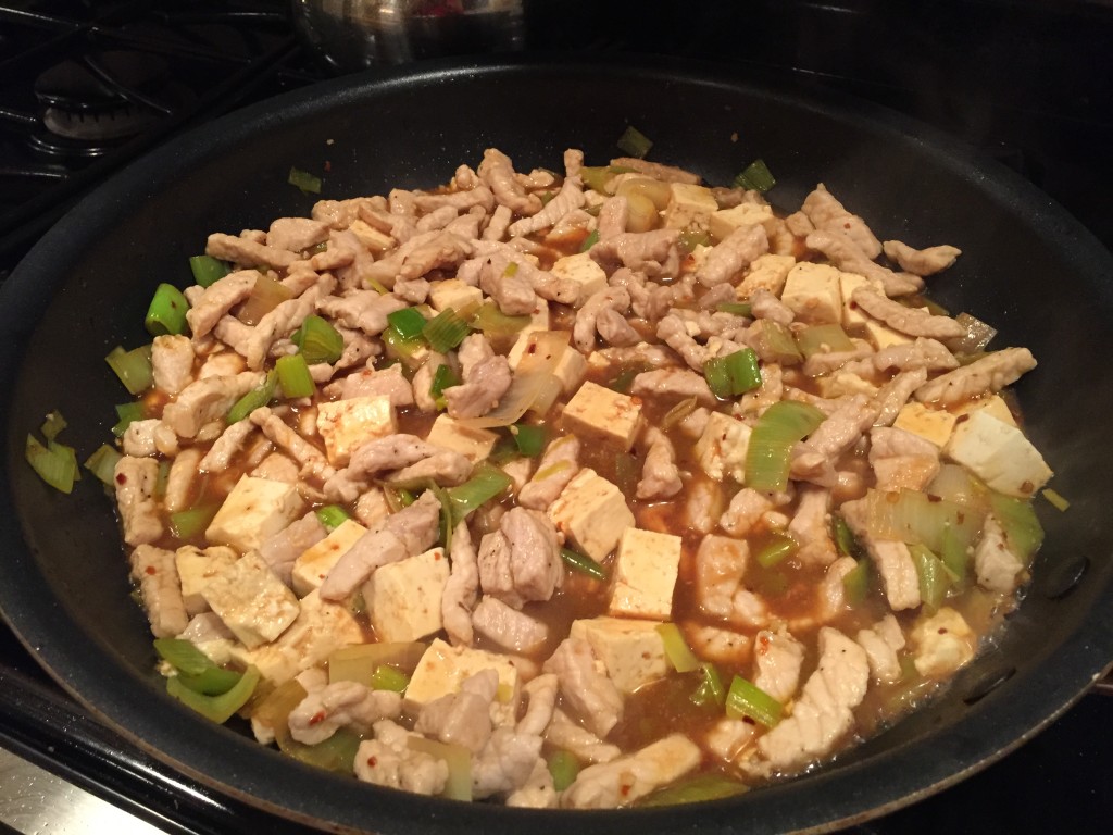Adding the Tofu and Pork