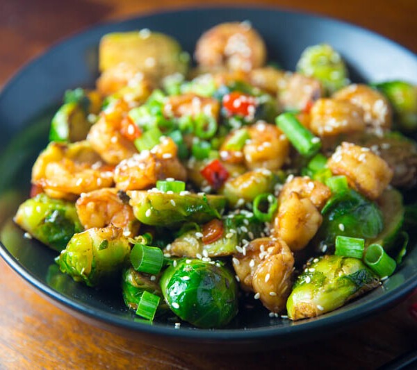 Big Green Egg Ginger Garlic Shrimp Stir Fry