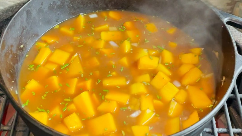 Butternut Squash Soup Cooked on the Big Green Egg