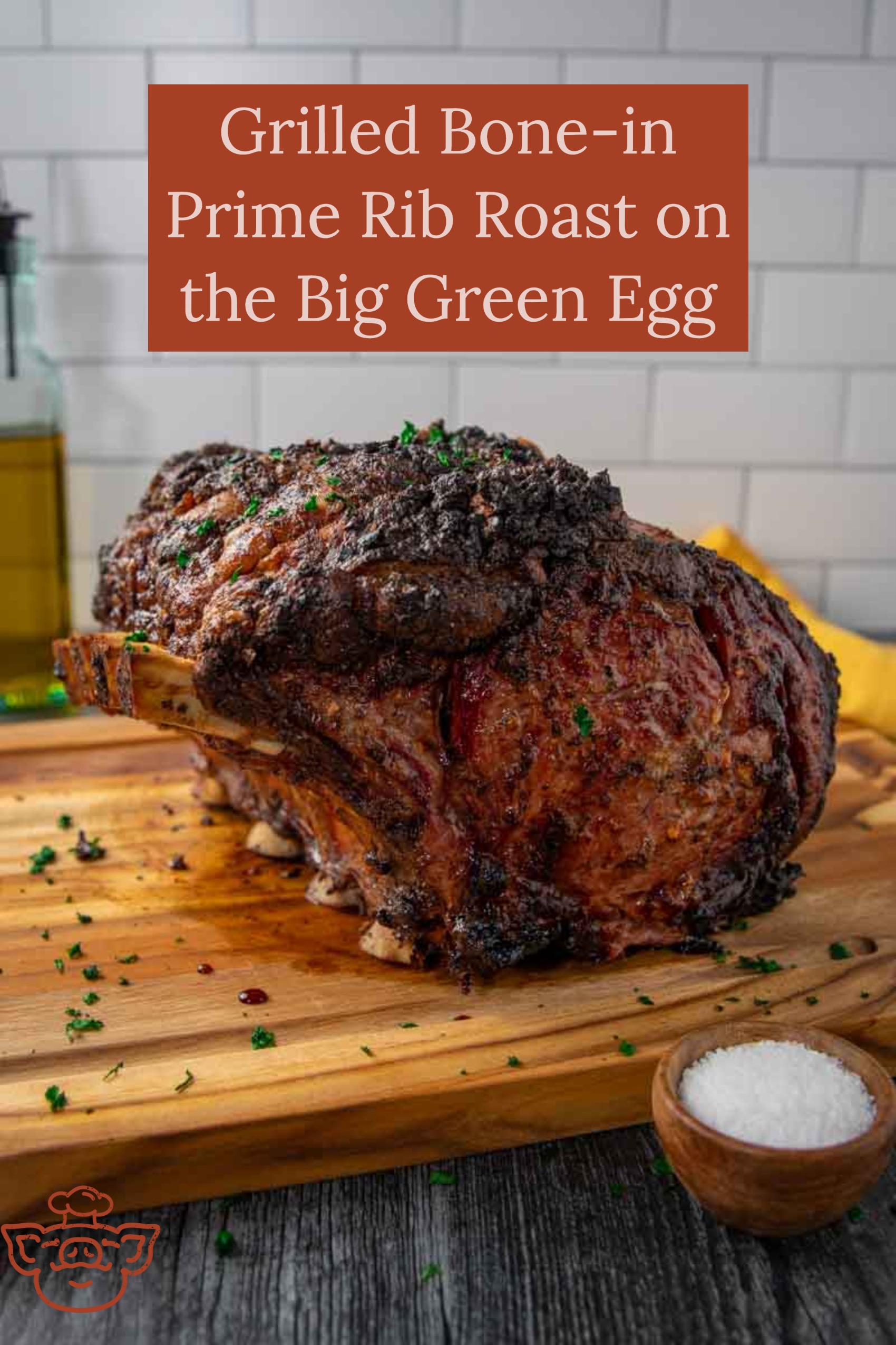 Grilled Bone in Prime Rib Roast on the Big Green Egg
