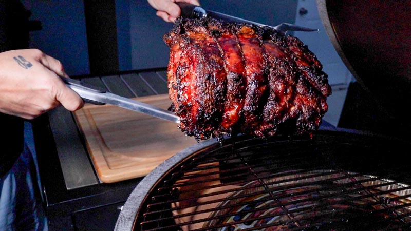 Grilled Bone in Prime Rib Roast on the Big Green Egg - The BBQ Buddha