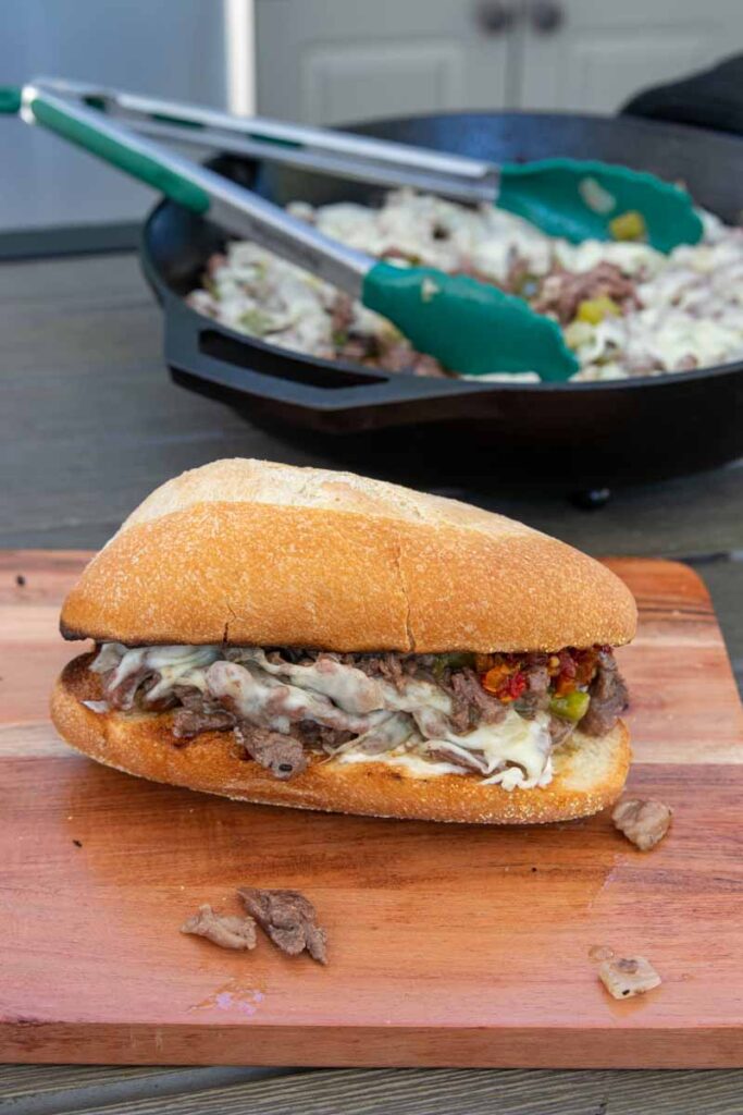 Big Green Egg Steak and Cheese Sandwich The BBQ Buddha