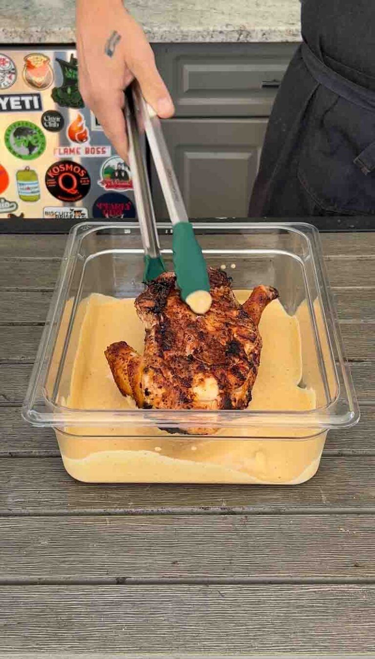 Big Green Egg Smoked Chicken with White Sauce - The BBQ Buddha