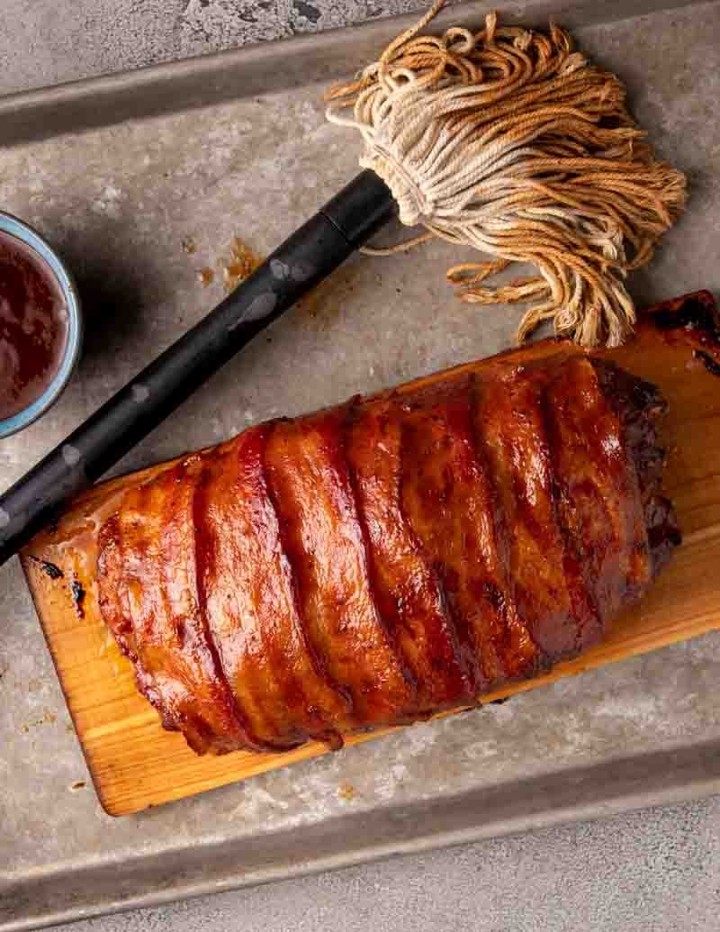 Cedar Plank Bacon Wrapped Meatloaf